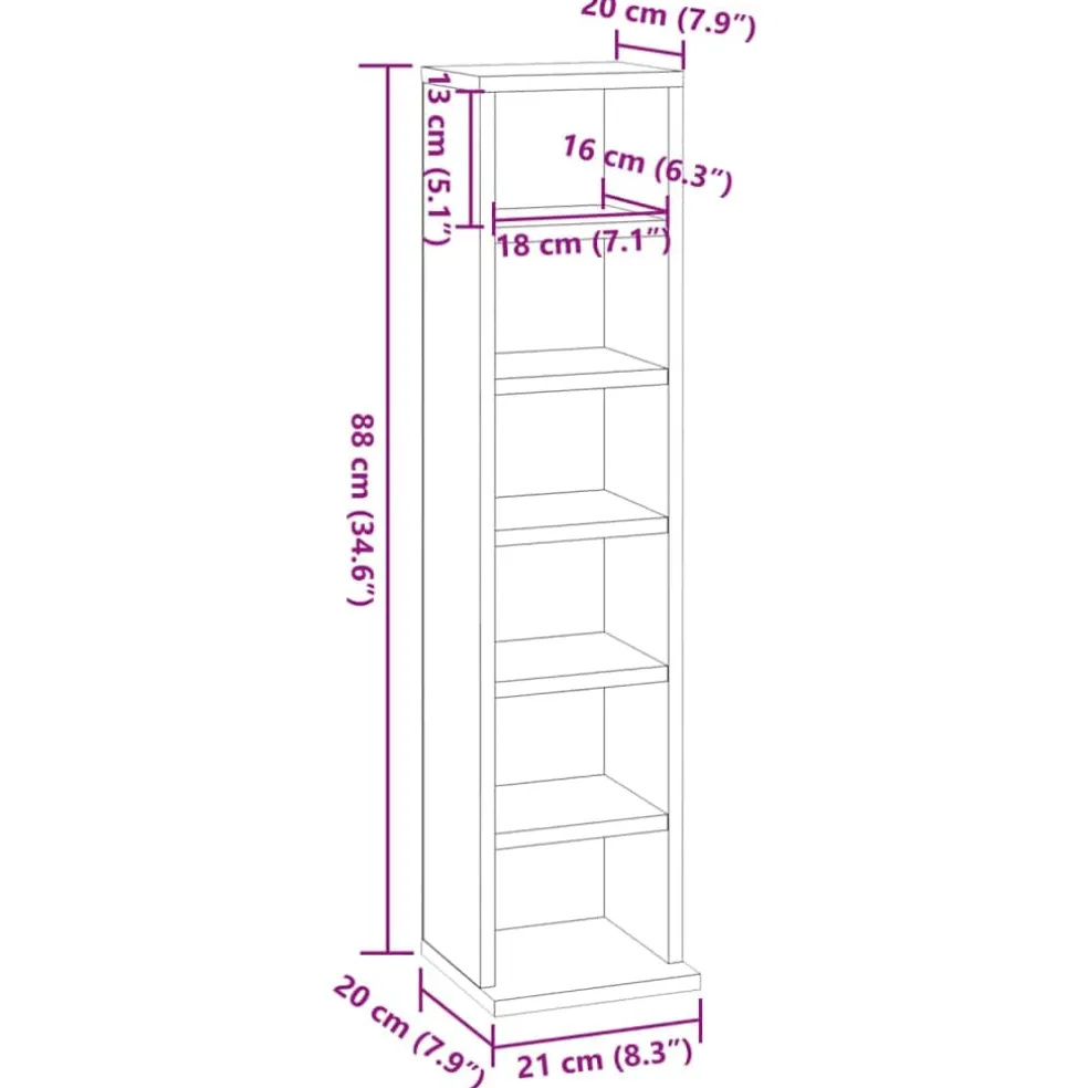 vidaXL Cd-kast 21x20x88 cm bewerkt hout wit
