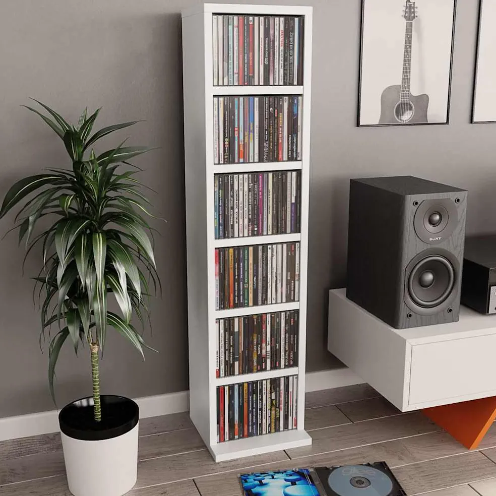 vidaXL Cd-kast 21x20x88 cm bewerkt hout wit