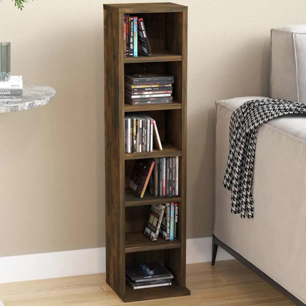 vidaXL Cd-kast 21x20x88 cm bewerkt hout gerookt eikenkleurig
