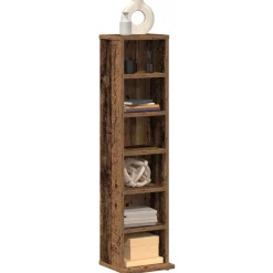 vidaXL Cd-kast 21x20x88 cm bewerkt hout oud houtkleurig