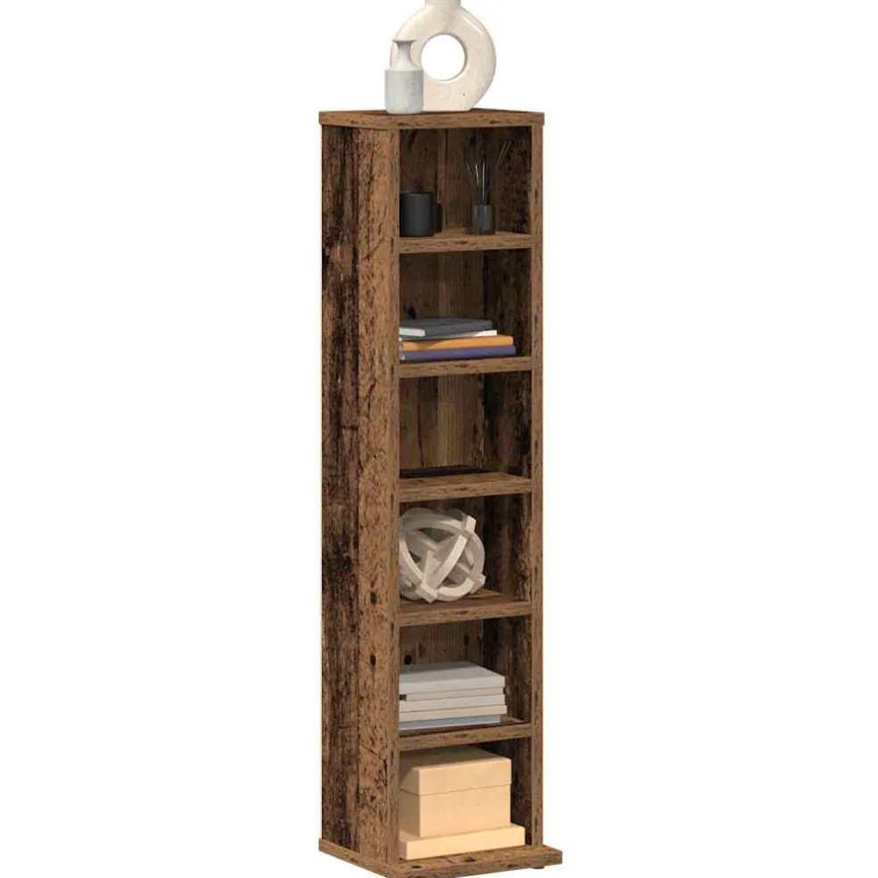 vidaXL Cd-kast 21x20x88 cm bewerkt hout oud houtkleurig