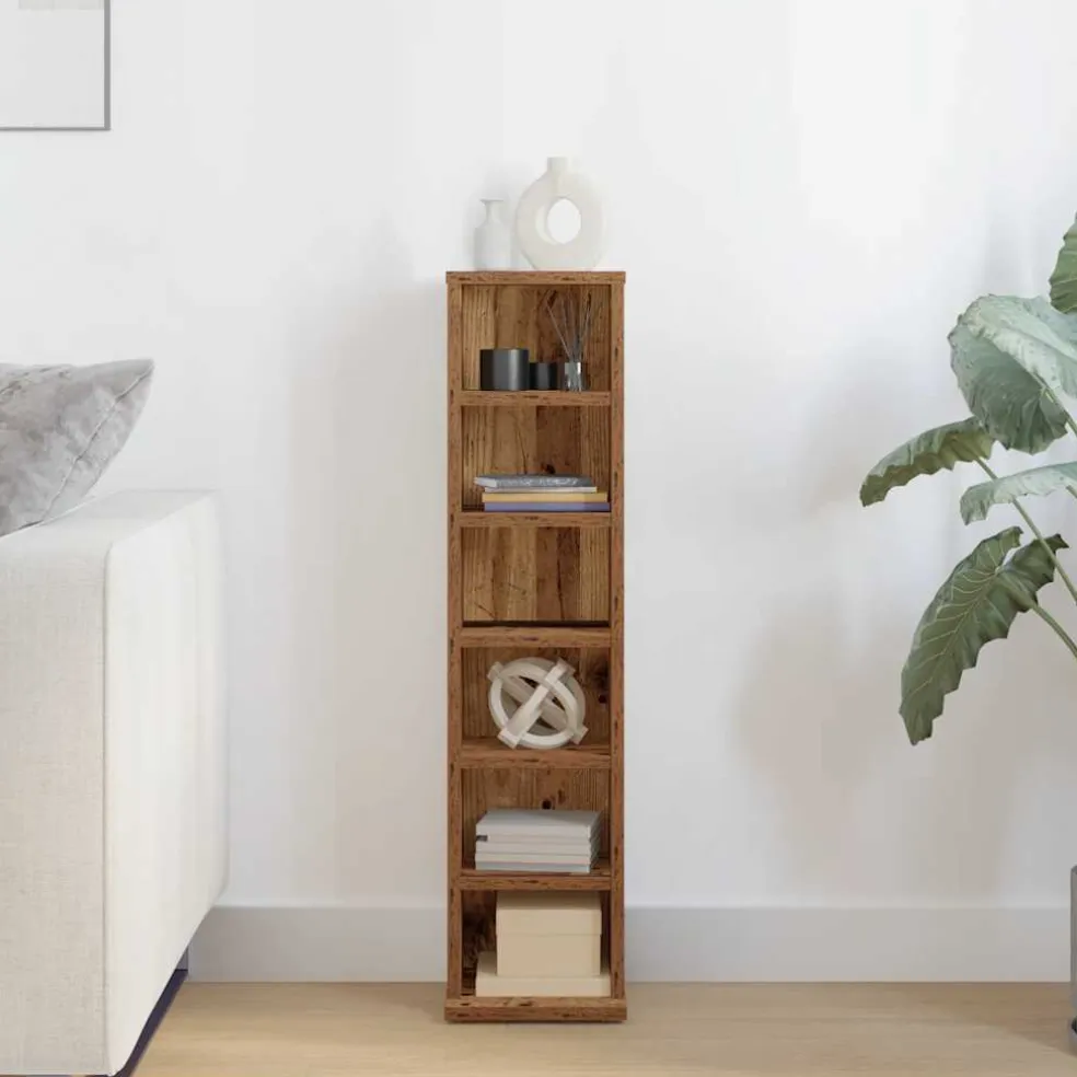 vidaXL Cd-kast 21x20x88 cm bewerkt hout oud houtkleurig