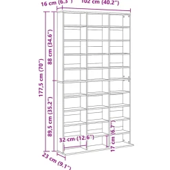 vidaXL Cd-kast 102x23x177,5 cm bewerkt hout betongrijs