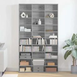 vidaXL Cd-kast 102x23x177,5 cm bewerkt hout grijs sonoma eikenkleurig