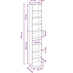 vidaXL CD Kast Zwart eiken 33 x 23,5 x 175 cm Bewerkt hout