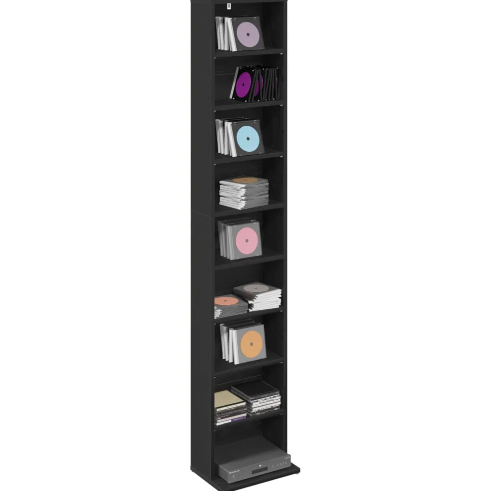 vidaXL CD Kast Zwart eiken 33 x 23,5 x 175 cm Bewerkt hout