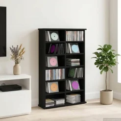 vidaXL CD Kast Zwart eiken 60 x 17 x 92 cm Bewerkt hout