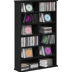 vidaXL CD Kast Zwart eiken 60 x 17 x 92 cm Bewerkt hout