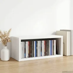 vidaXL CD Opbergrek Wit 40 x 17 x 17 cm Bewerkt hout