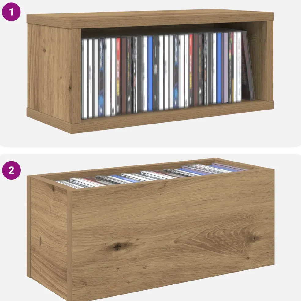 vidaXL CD Opslag Rek Artisanaal eiken 40 x 17 x 17 cm Bewerkt hout