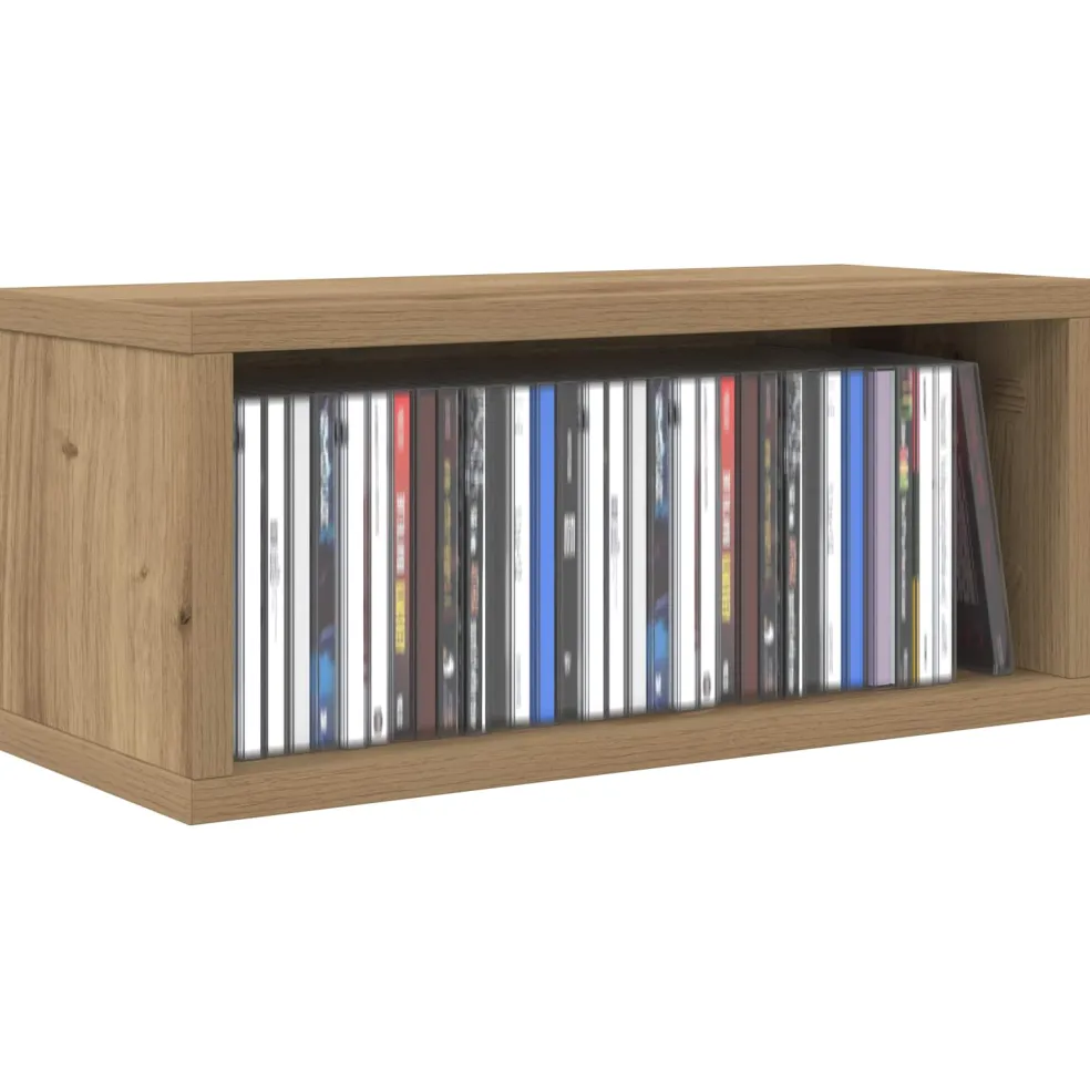 vidaXL CD Opslag Rek Artisanaal eiken 40 x 17 x 17 cm Bewerkt hout