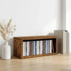 vidaXL CD Opslag Rek Eikenhout 40 x 17 x 17 cm Bewerkt hout