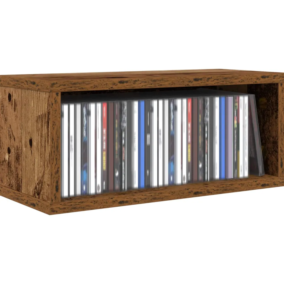 vidaXL CD Opslag Rek Eikenhout 40 x 17 x 17 cm Bewerkt hout