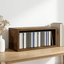 vidaXL CD Opslag Rek Gerookt eiken 40 x 17 x 17 cm Bewerkt hout