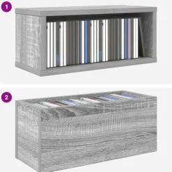 vidaXL CD Opslag Rek Grijs Sonoma 40 x 17 x 17 cm Bewerkt hout