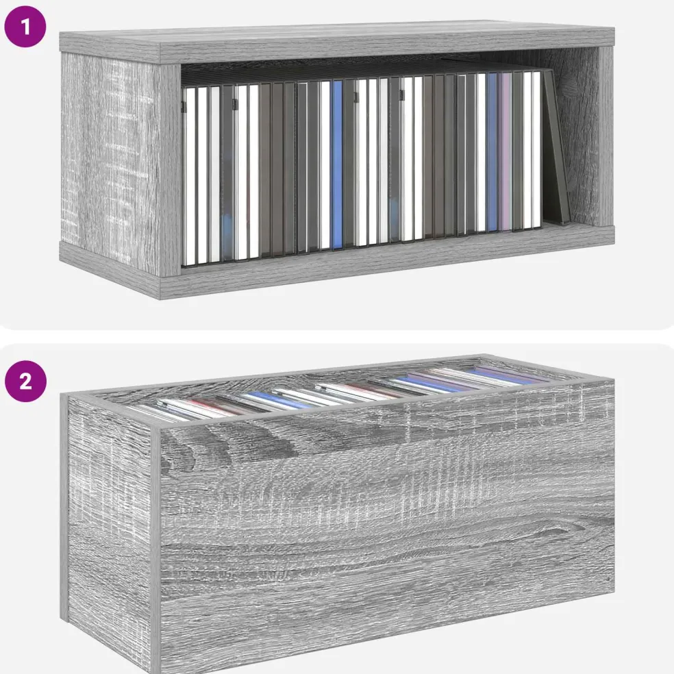vidaXL CD Opslag Rek Grijs Sonoma 40 x 17 x 17 cm Bewerkt hout