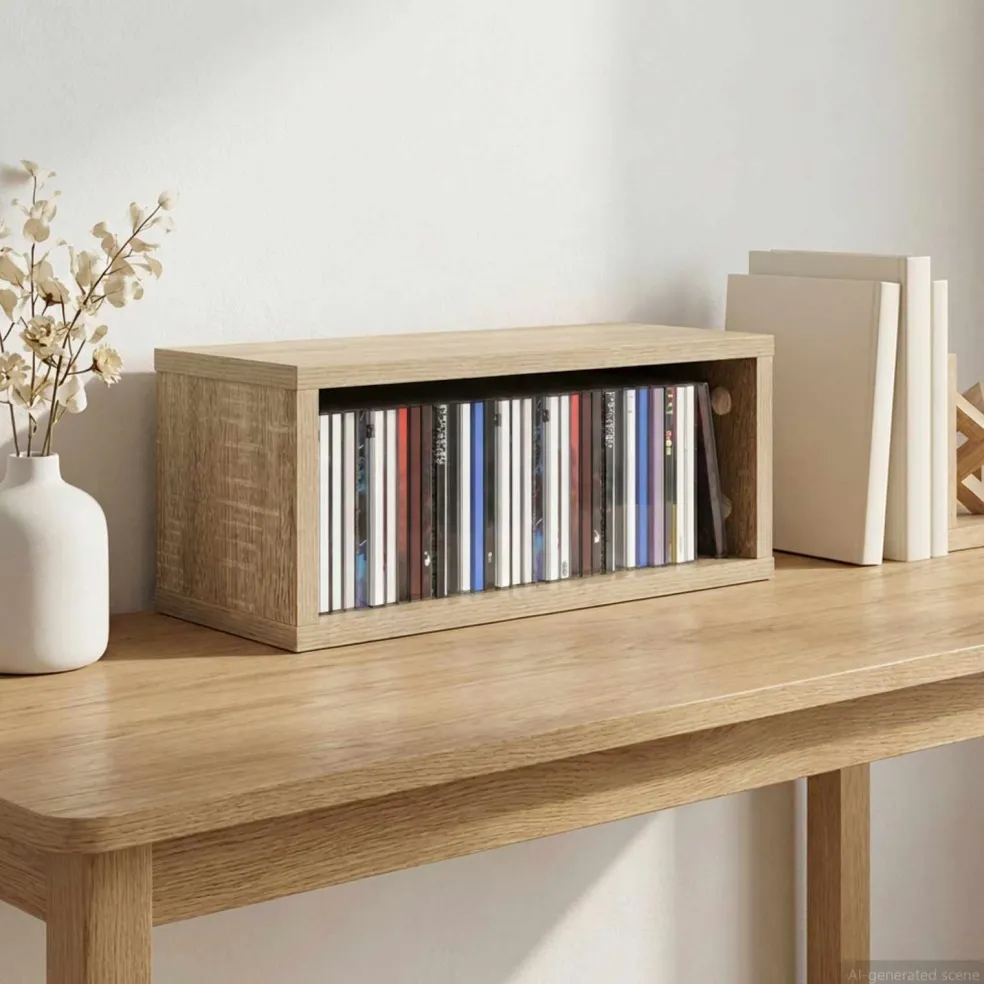 vidaXL CD Opslag Rek Sonoma Eiken 40 x 17 x 17 cm Bewerkt hout