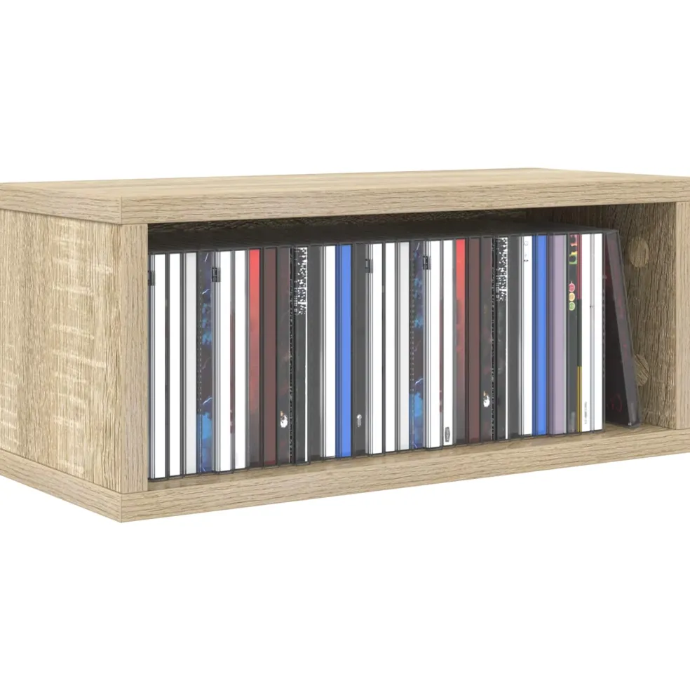 vidaXL CD Opslag Rek Sonoma Eiken 40 x 17 x 17 cm Bewerkt hout