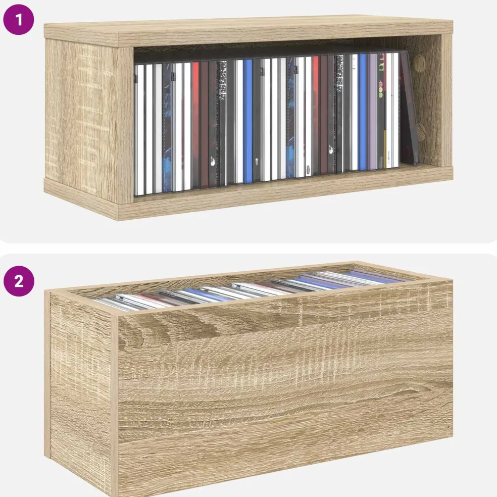 vidaXL CD Opslag Rek Sonoma Eiken 40 x 17 x 17 cm Bewerkt hout