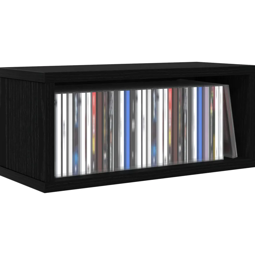 vidaXL CD Opslag Rek Zwart eiken 40 x 17 x 17 cm Bewerkt hout