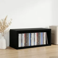 vidaXL CD Opslag Rek Zwart eiken 40 x 17 x 17 cm Bewerkt hout