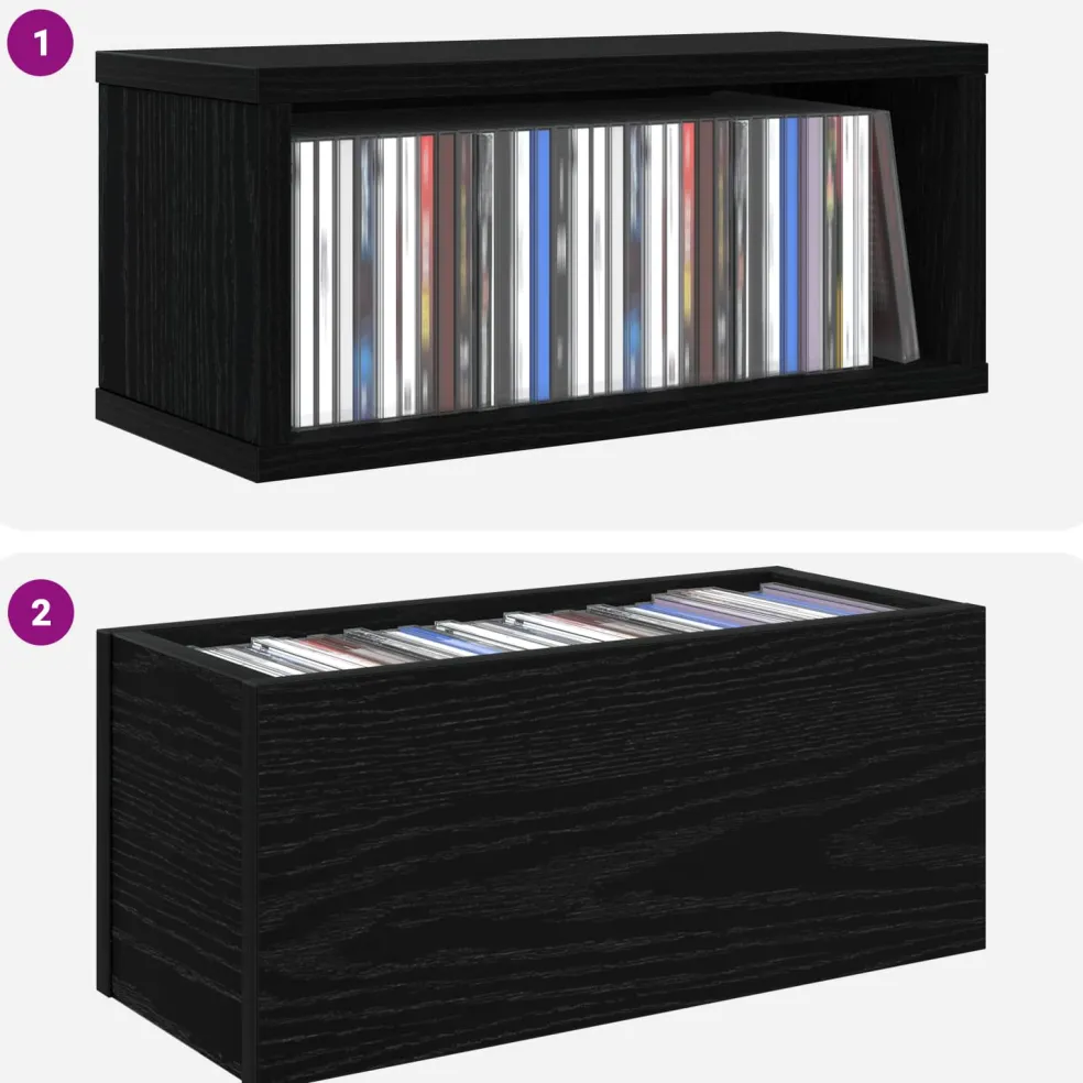 vidaXL CD Opslag Rek Zwart eiken 40 x 17 x 17 cm Bewerkt hout