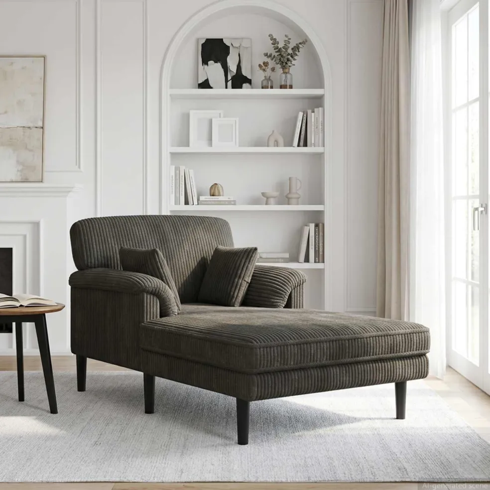 vidaXL Chaise longue Antraciet Katoenen stof