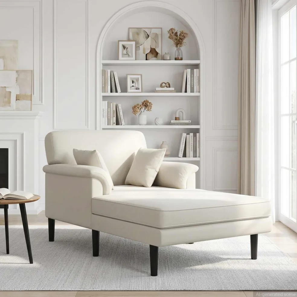 vidaXL Chaise longue Crèmekleurig fluweel