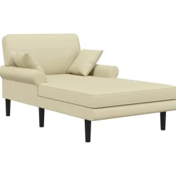 vidaXL Chaise longue Crèmekleurig Kunstleer