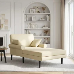 vidaXL Chaise longue Crèmekleurig Kunstleer