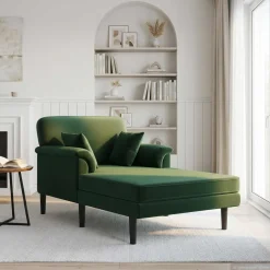 vidaXL Chaise longue Donkergroen fluweel