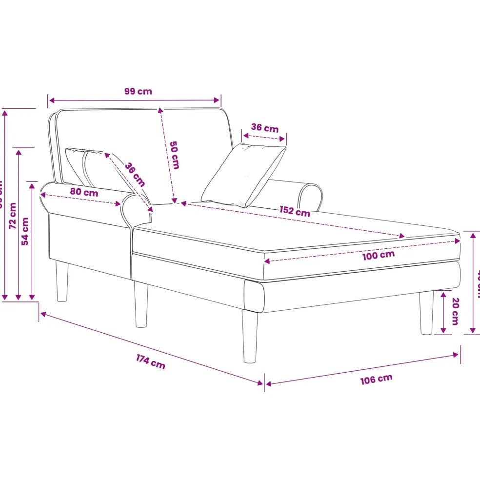 vidaXL Chaise longue Donkergroen Stof