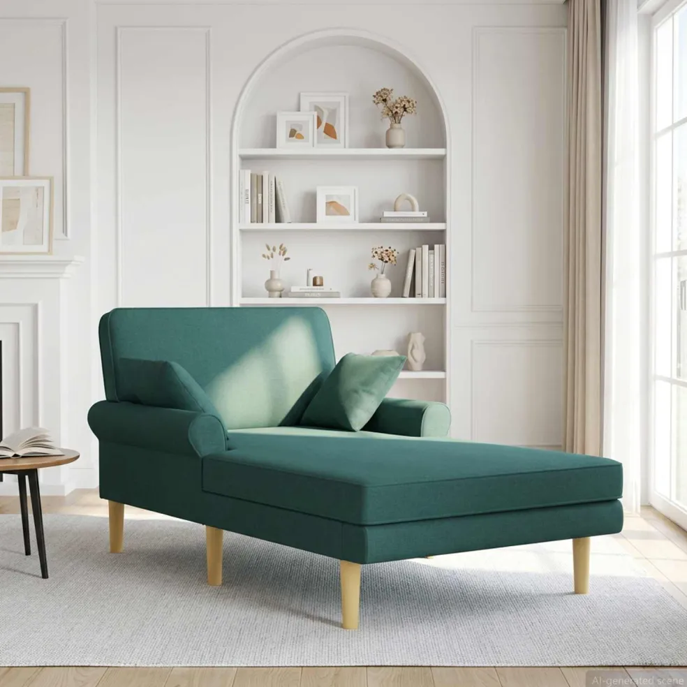 vidaXL Chaise longue Donkergroen Stof