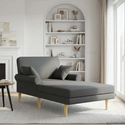 vidaXL Chaise longue Donkergrijs Stof