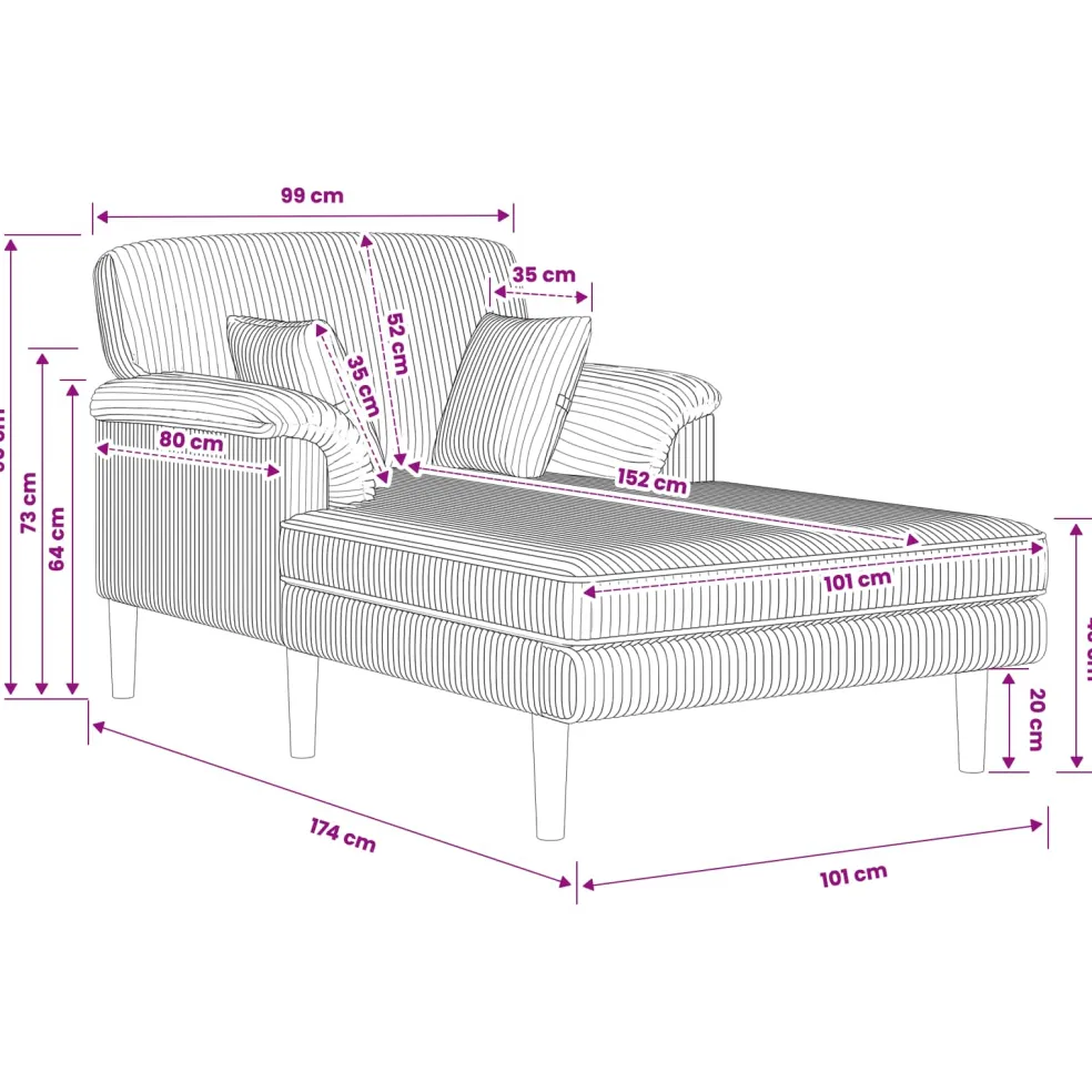vidaXL Chaise longue Donkergrijs Katoenen stof