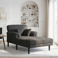vidaXL Chaise longue Donkergrijs Katoenen stof