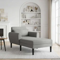 vidaXL Chaise longue Donkergrijs Grof geweven fluweel