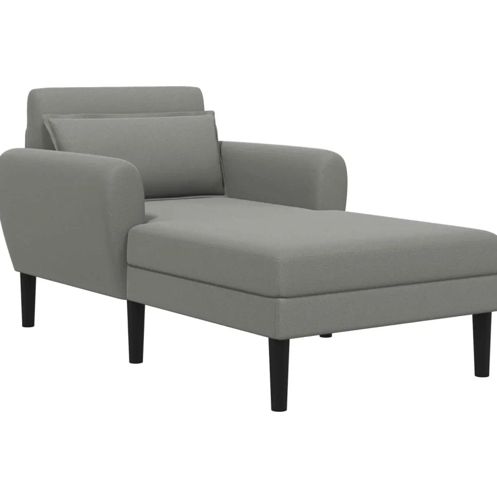 vidaXL Chaise longue Donkergrijs Grof geweven fluweel