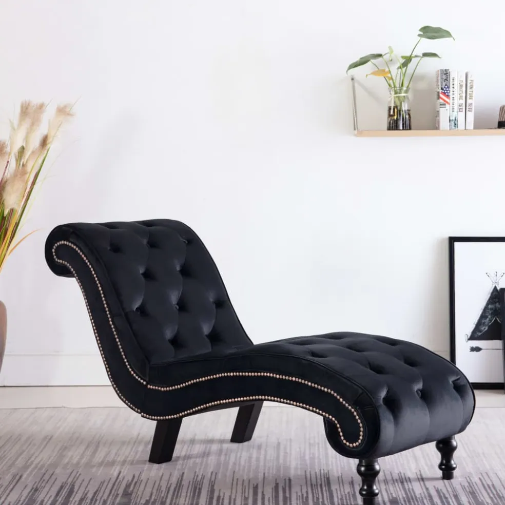 vidaXL Chaise longue fluweel zwart