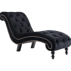 vidaXL Chaise longue fluweel zwart