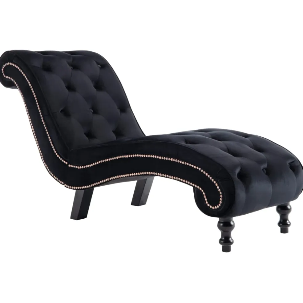 vidaXL Chaise longue fluweel zwart