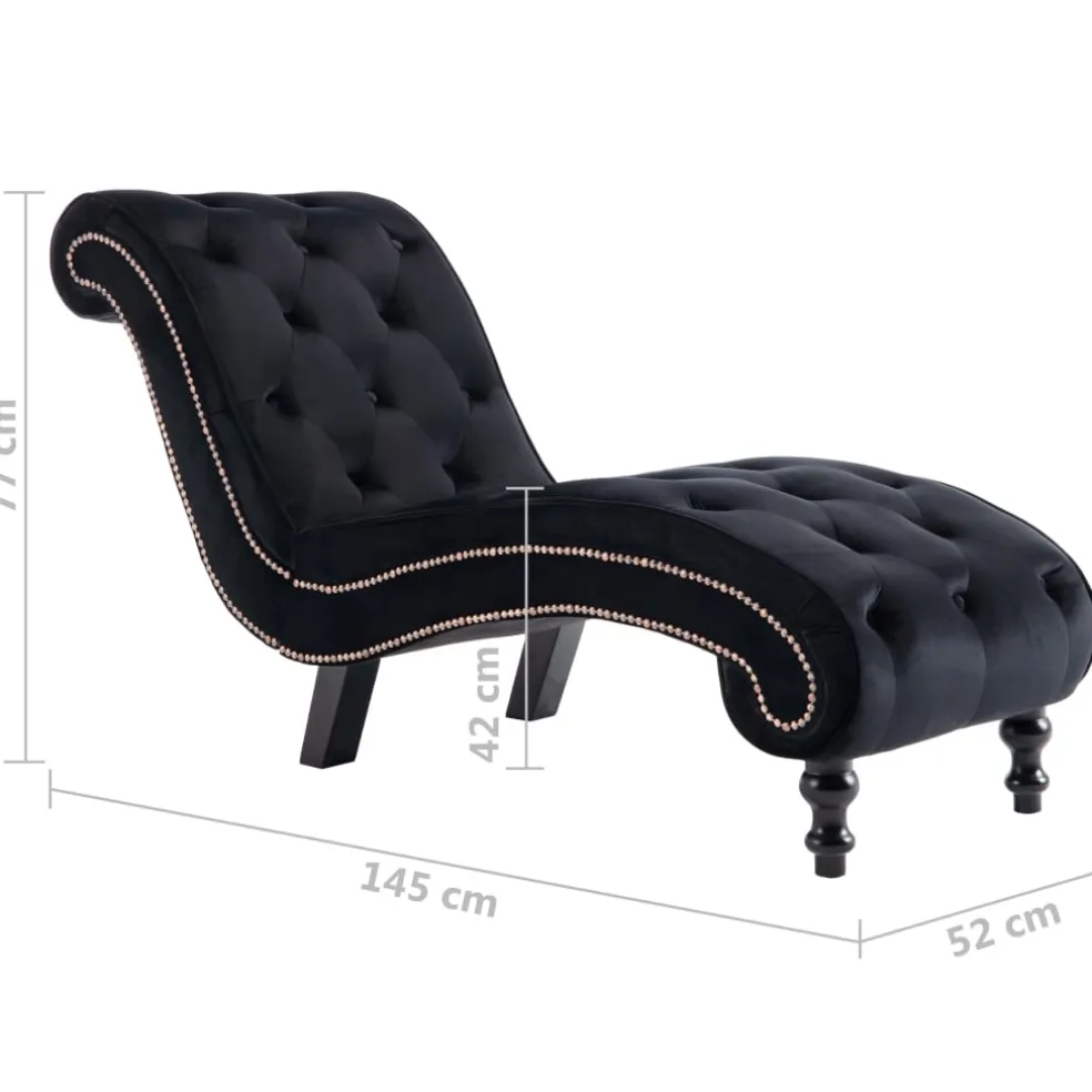 vidaXL Chaise longue fluweel zwart