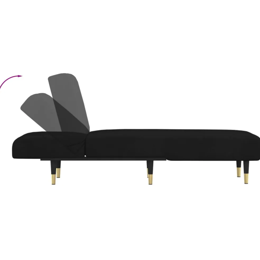 vidaXL Chaise longue fluweel zwart