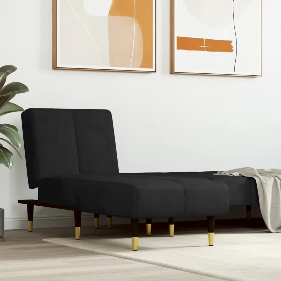 vidaXL Chaise longue fluweel zwart