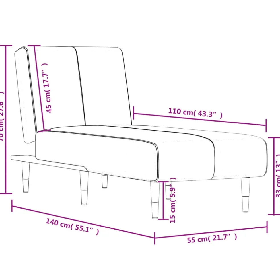 vidaXL Chaise longue fluweel zwart