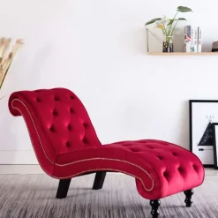 vidaXL Chaise longue fluweel rood