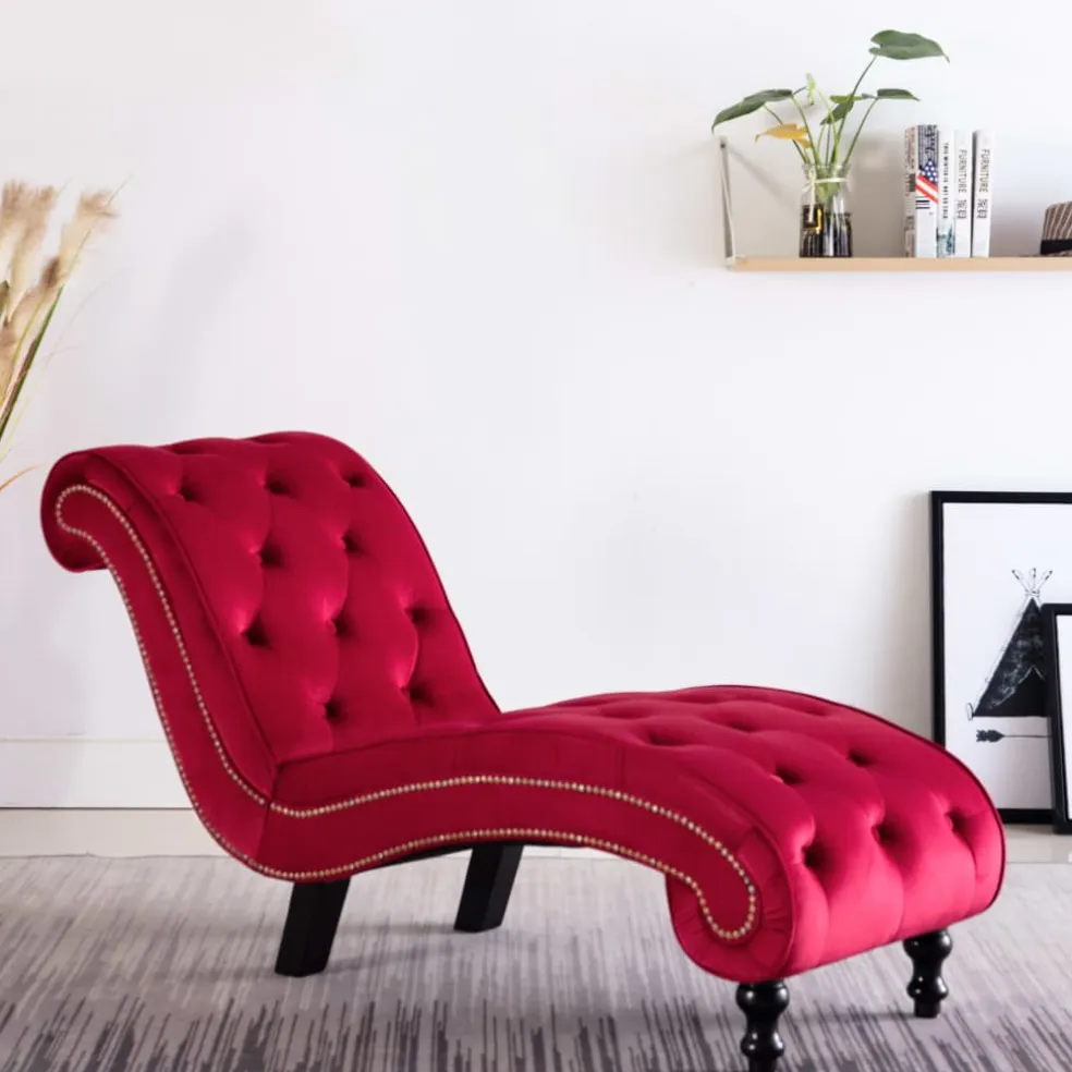 vidaXL Chaise longue fluweel rood