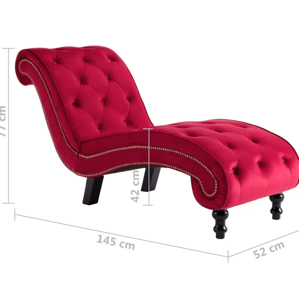 vidaXL Chaise longue fluweel rood