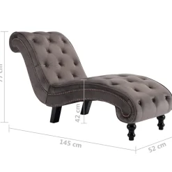 vidaXL Chaise longue fluweel grijs
