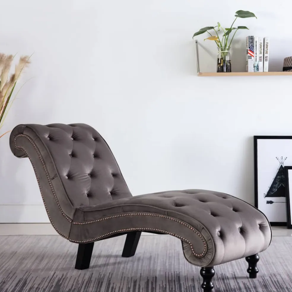 vidaXL Chaise longue fluweel grijs